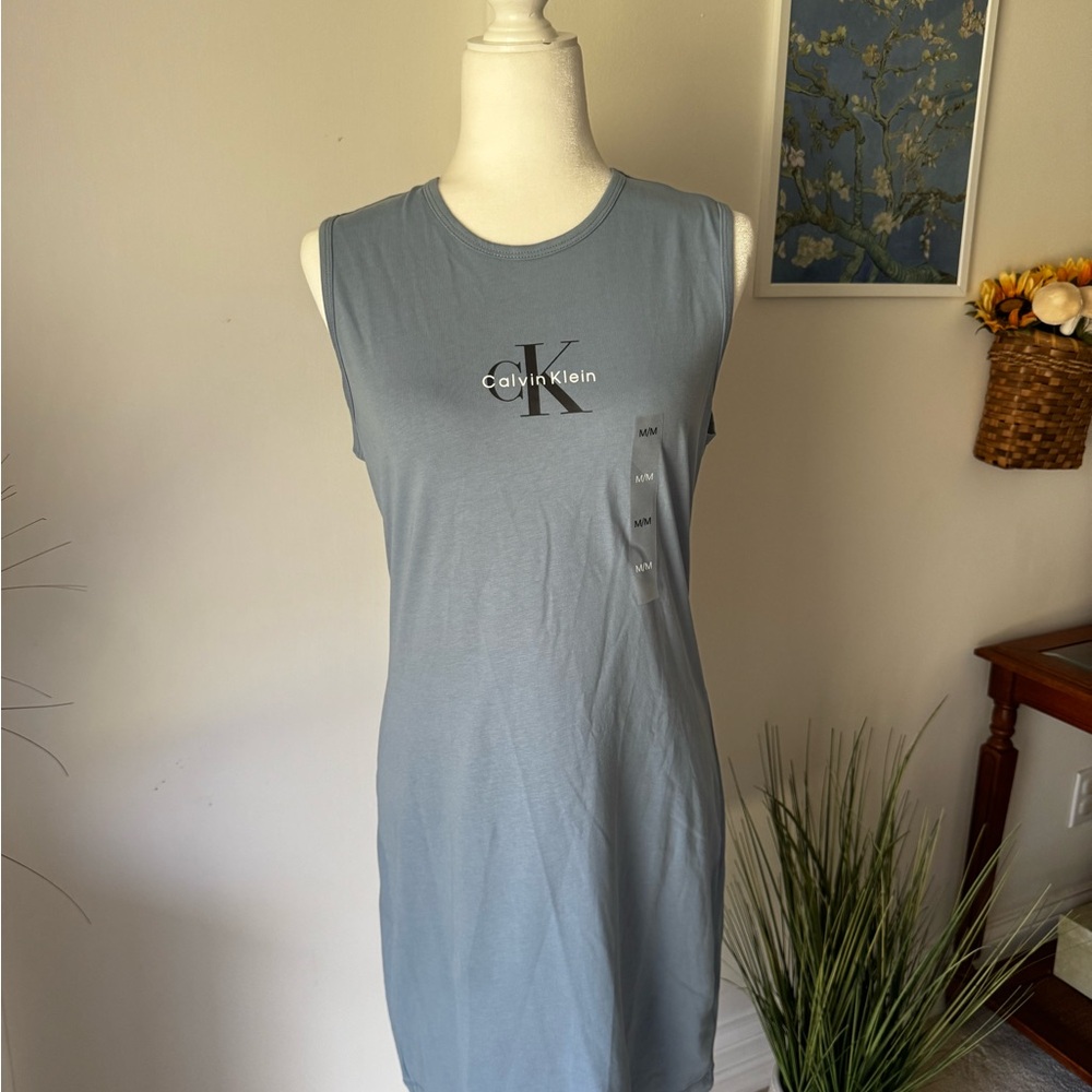 Calvin Klein Light Blue Sleeveless Shirt Dress